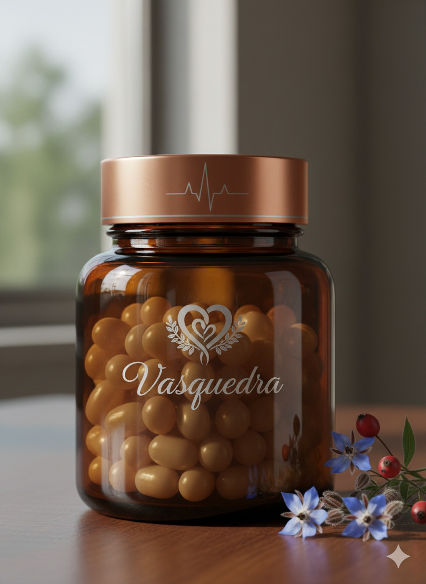 Vasquedra dietary supplement bottle for cardiovascular wellness